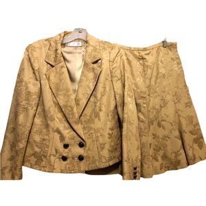 Vintage Badgley Mischa Gold Brocade Skirt & Jacket Set Size 10